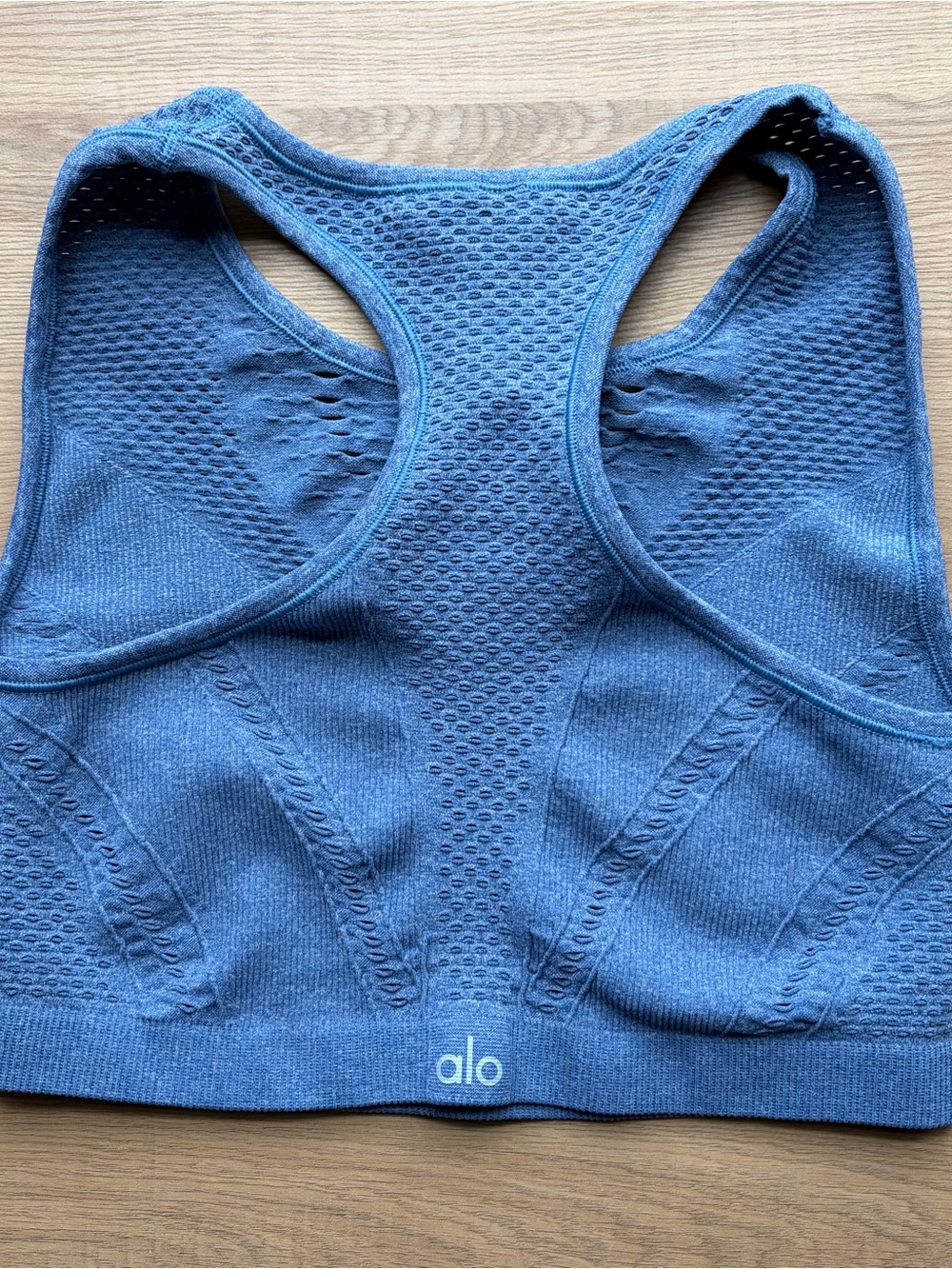 ALO Yoga Women’s Seamless Racerback Sports Bra - Slate Blue - Picture 3 of 4